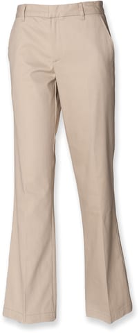 Henbury H641 - Ladies 65/35 Flat Fronted Chino Trousers