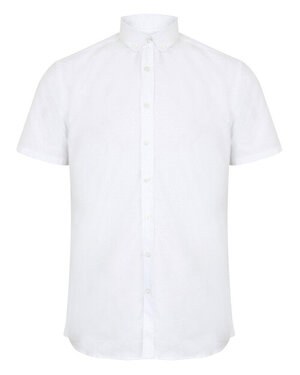 HENBURY H517 - MENS SHORT SLEEVE MODERN OXFORD SHIRT - REGULAR FIT